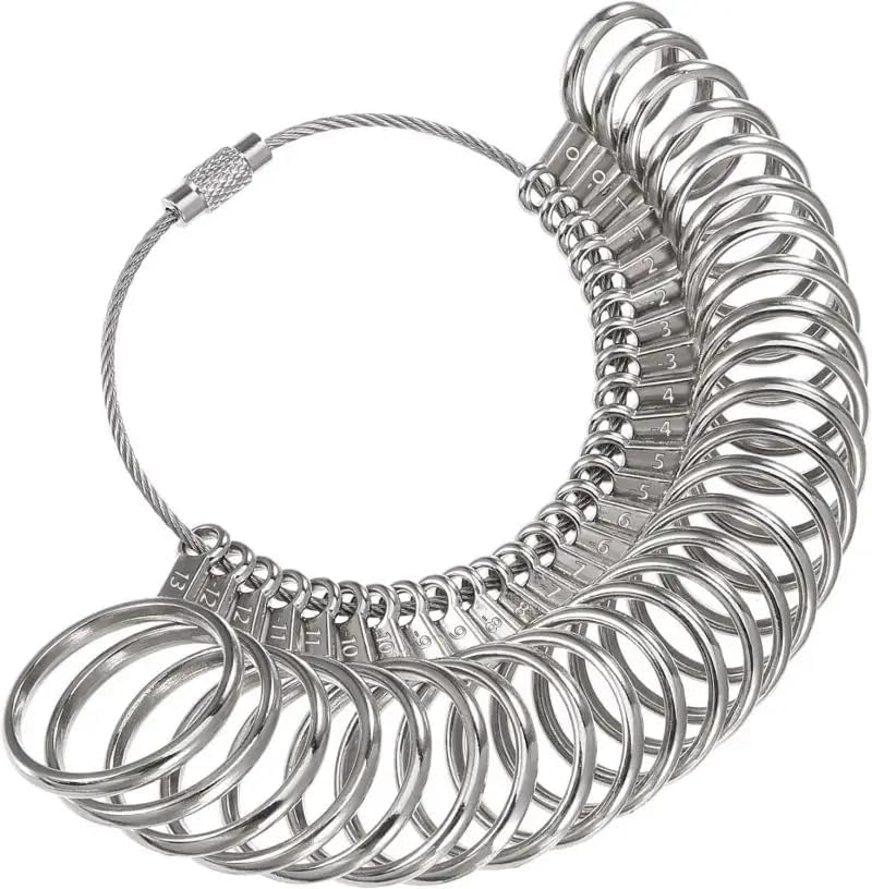 AMERICAN PHOENIX Herramienta de medición de anillo, calibre de anillo de metal con anillo de aluminio, kit de medidores de joyería para mujeres y