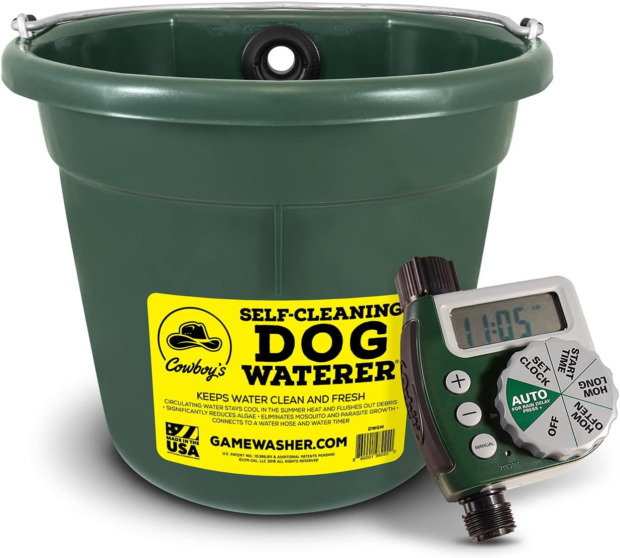 Cowboy’s Bebedero verde para perros con temporizador