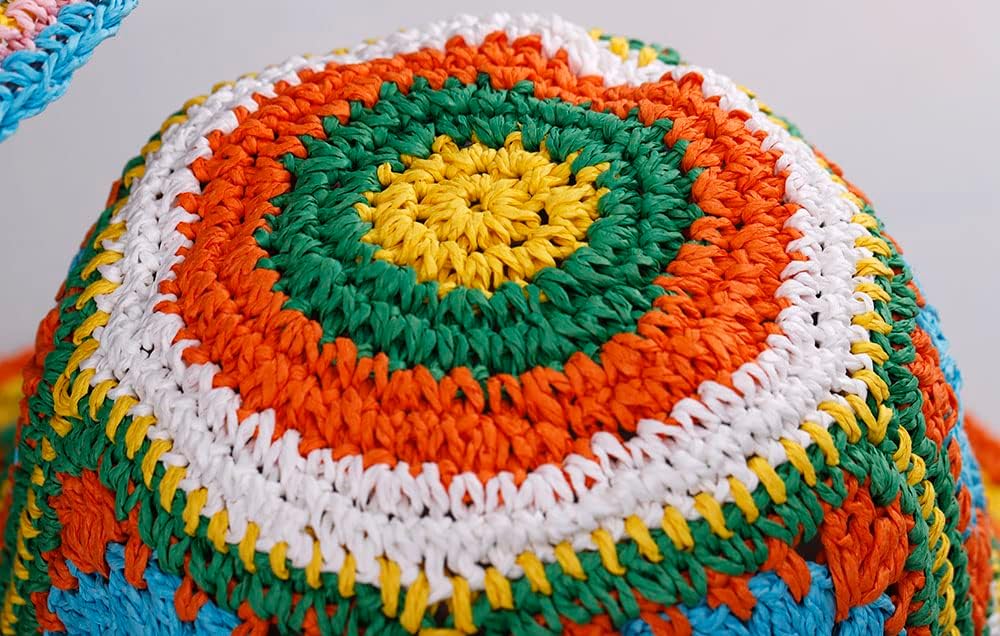Sombrero de paja para mujer, sombrero de pescador tejido floral, sombrero de pesca, sombrero de playa, gorra plegable tejida a mano