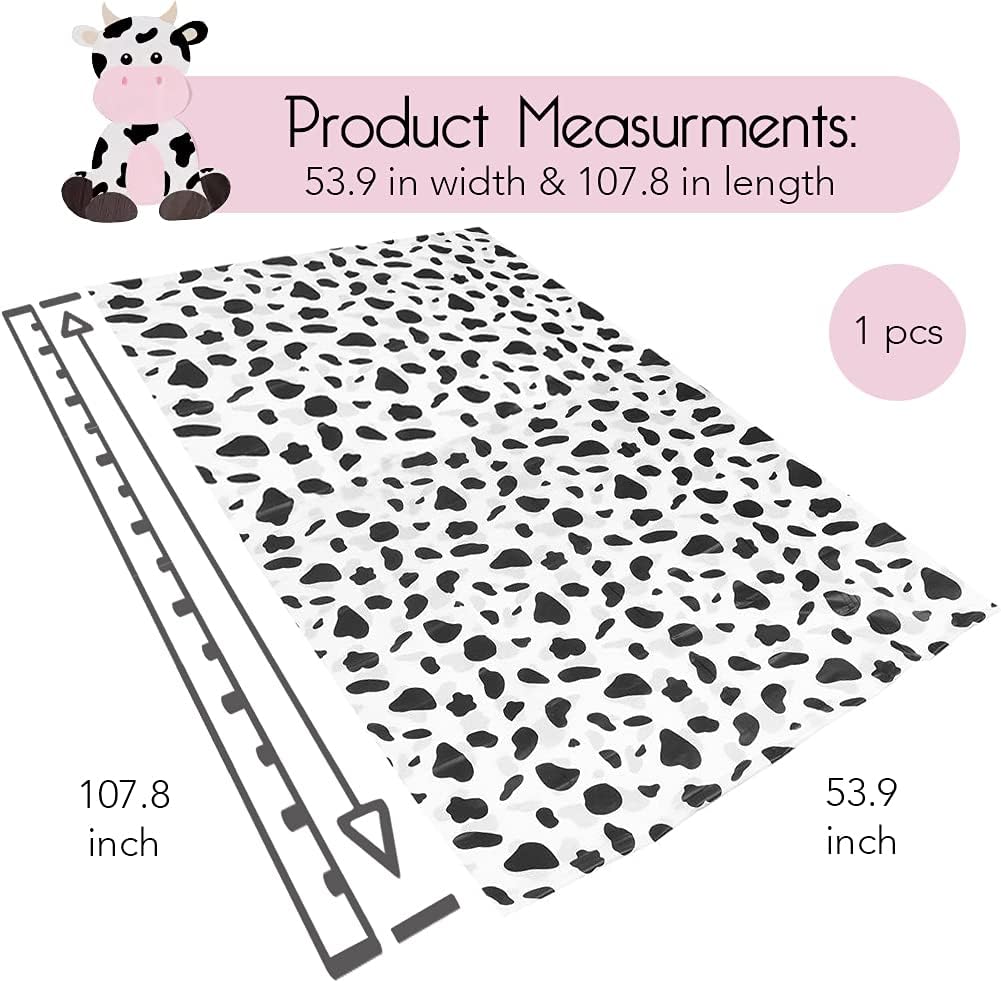 Mantel de vaca para decoración de fiesta de cumpleaños de 54 x 108 pulgadas, funda de plástico para fiesta de animales de granja, suministros de