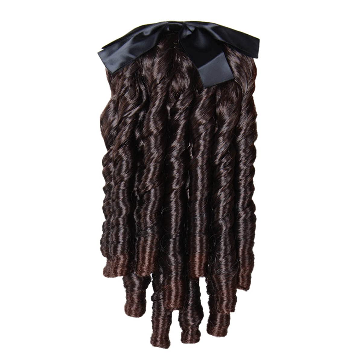 Regency Ringlet – Peluca de cola de caballo con lazo en espiral, media peluca sintética histórica colonial para mujer (marrón oscuro)