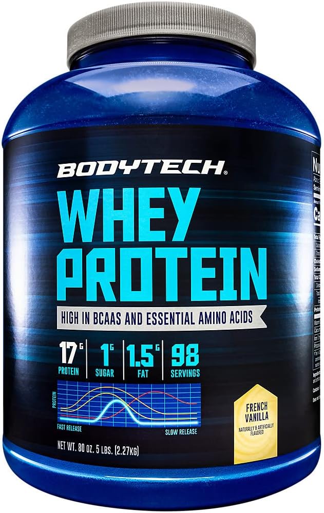 BODYTECH Proteína de suero en polvo, con 0.75 onzas de proteína por porción y aminoácidos, ideal para la construcción muscular después del
