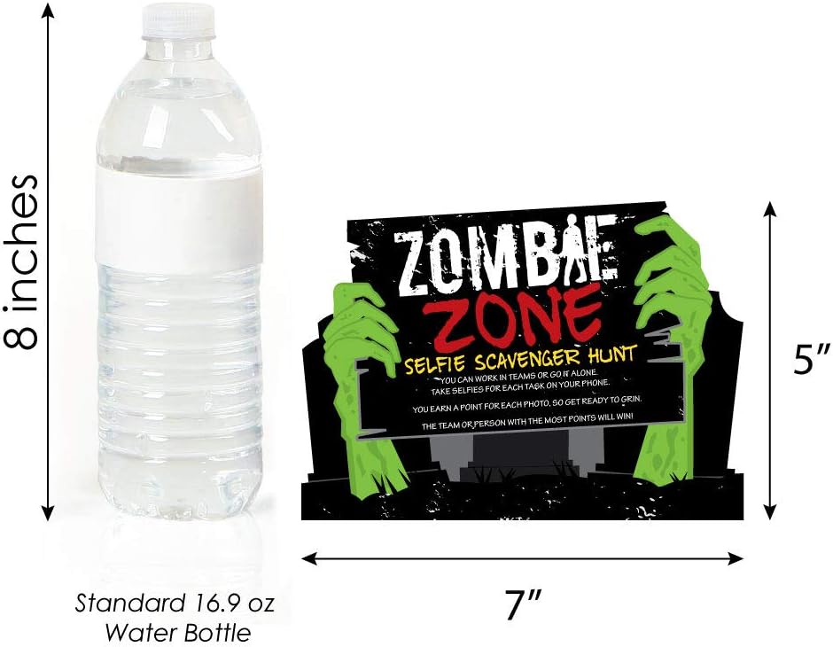 Big Dot of Happiness Zombie Zone – Selfie Scavenger Hunt – Juego de fiesta de Halloween o cumpleaños Zombie Crawl – Juego de 12