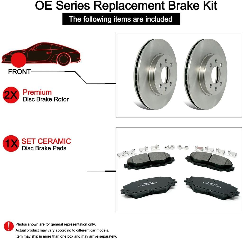 Delantero TOVASTY Pastillas de freno y rotores para NISS (AN 370Z Nismo 2018-2019 OE-Series BKN0459