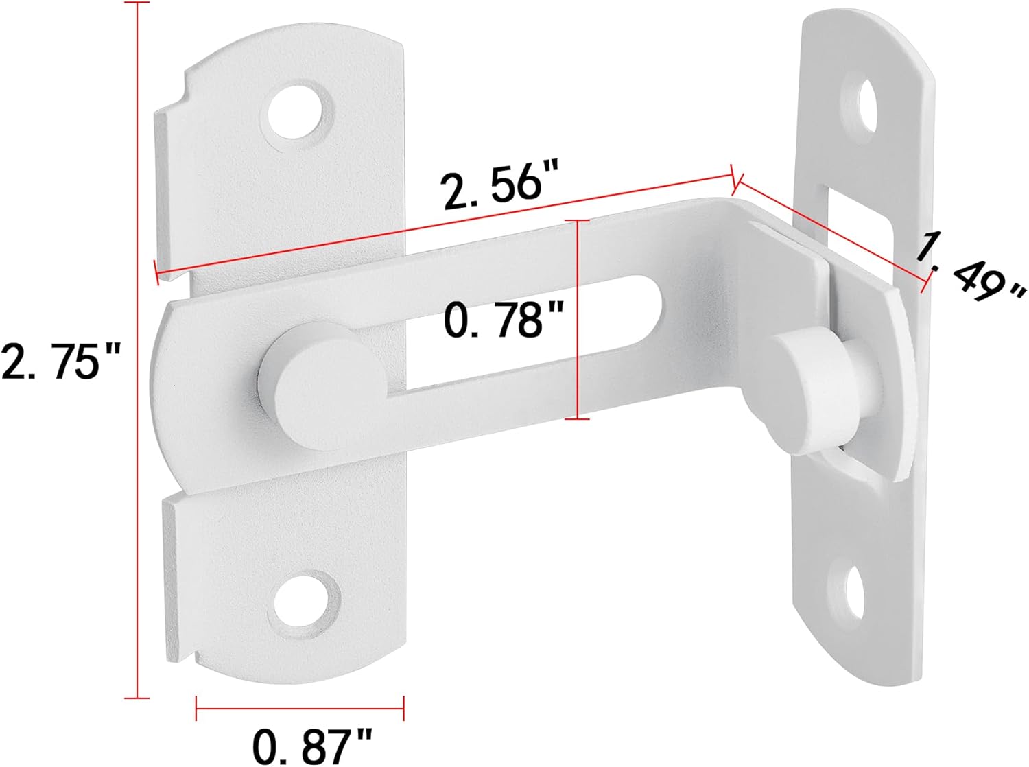Paquete de 4 pestillos deslizantes para puertas abatibles, color blanco mate de 90 grados, de acero inoxidable, cerraduras de seguridad para puerta,
