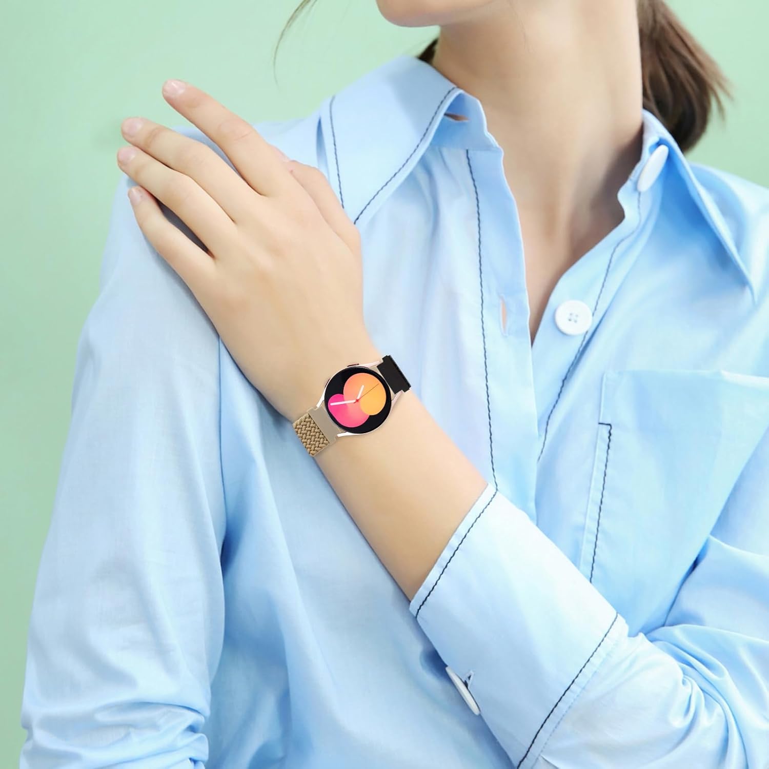 Correa trenzada de 0.78 pulgadas compatible con Samsung Galaxy Watch 6&5&4 de 1.575 pulgadas, 1.732 pulgadas, Watch 4 Classic de 1.654 pulgadas,