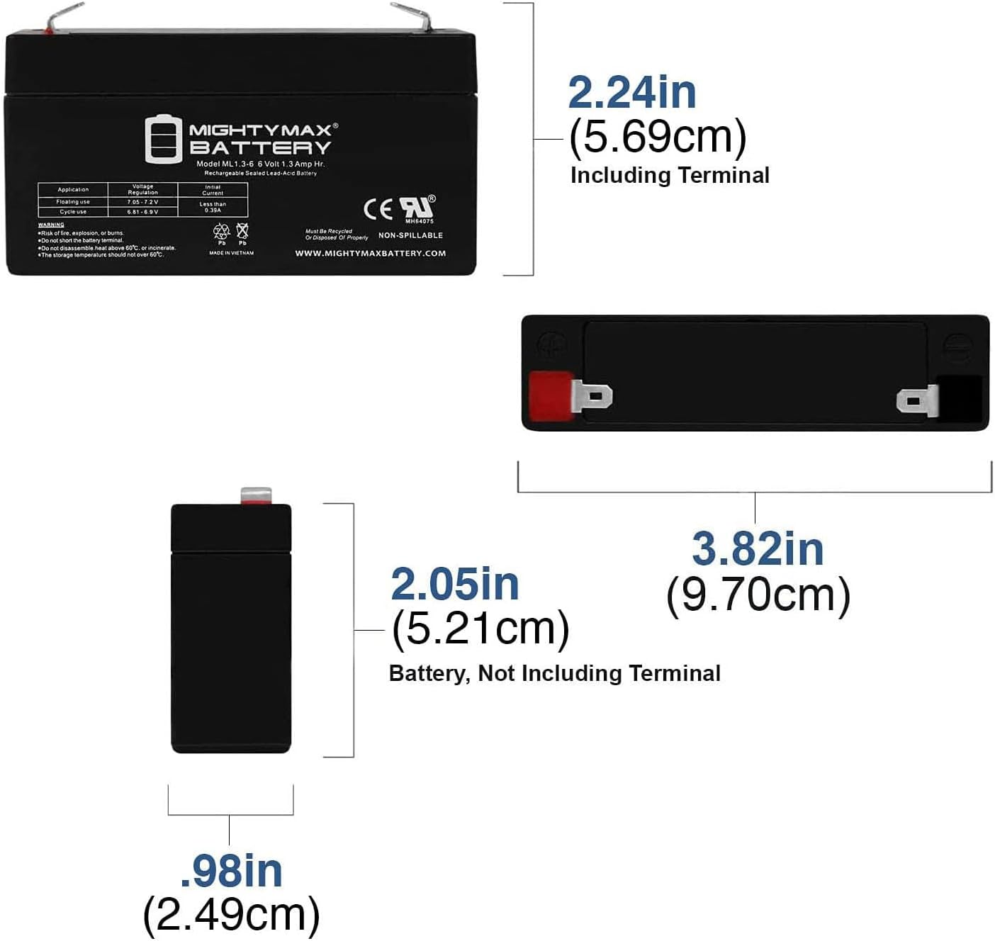 Mighty Max Battery Batería de repuesto SLA de 6V 1.3AH compatible con Peg Perego Ducati 1098-20 Pack