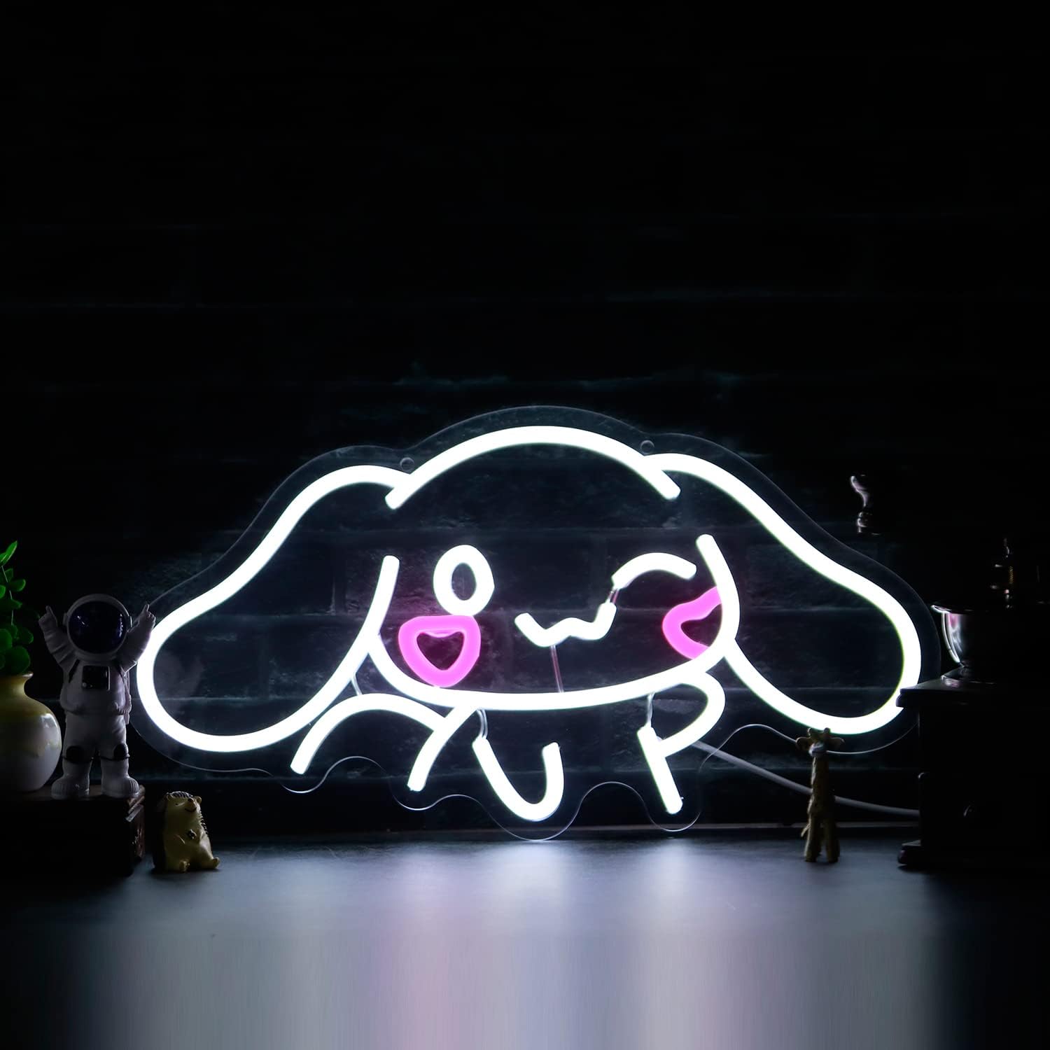 Cinnamoroll – Letrero de neón con alimentación USB para decoración de habitaciones, personaje de dibujos animados japoneses, perro de caricatura,