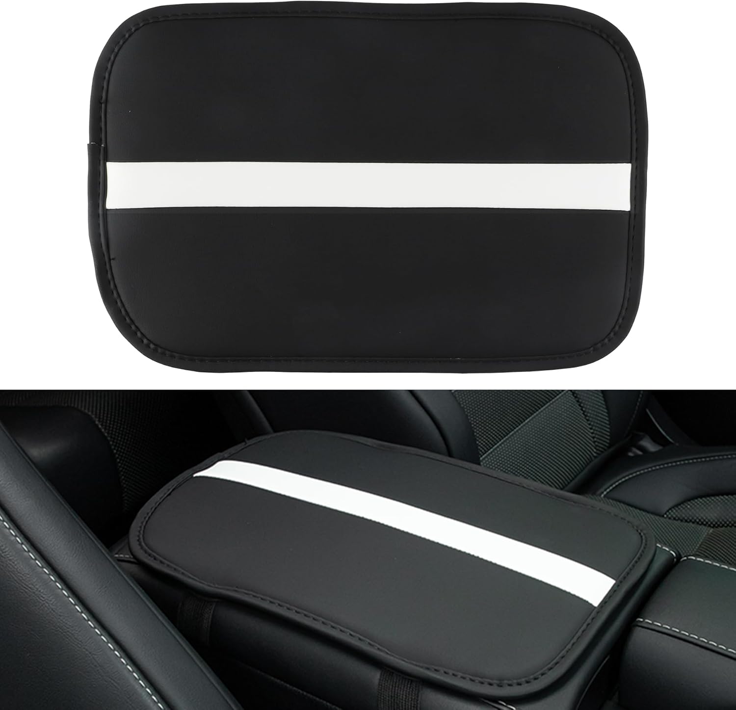Tapete para caja de almacenamiento para reposabrazos de automóvil, cubierta de consola central de cuero de fibra para automóvil, accesorios de
