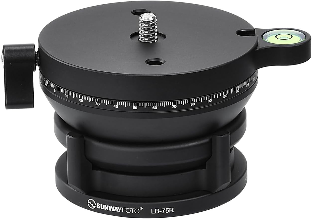 SUNWAYFOTO LB-75R 360 Base de nivelación panorámica Cabezal de trípode 33 lbs (15kg) Capacidad de carga