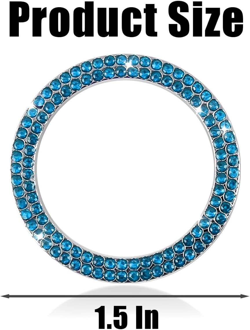 zipelo Anillo de decoración de arranque y parada de motor de automóvil con doble diamantes de imitación, 2 calcomanías para botón de arranque,