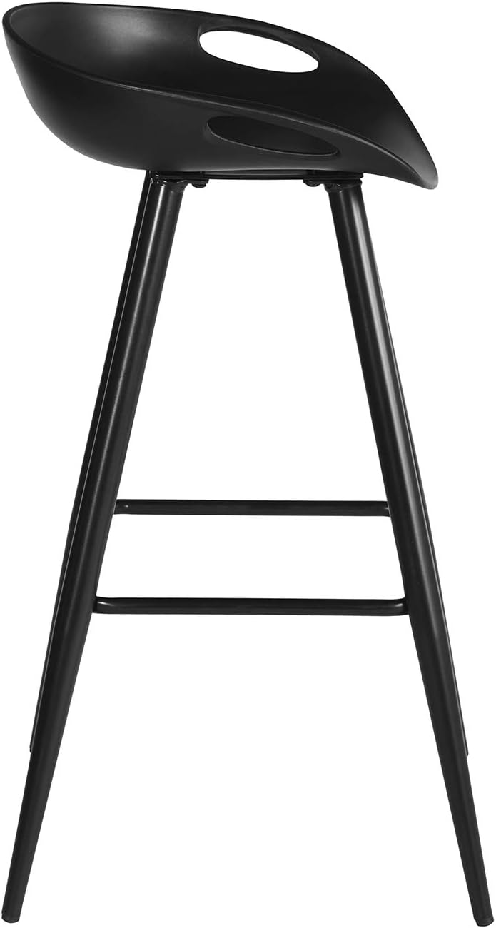 Set of 2 Bar Stools, 32.3-inch Simple Modern Style High Counter Stool with Low Backrest & Footrest & Metal Legs & PP Seat, Portable Barstools for