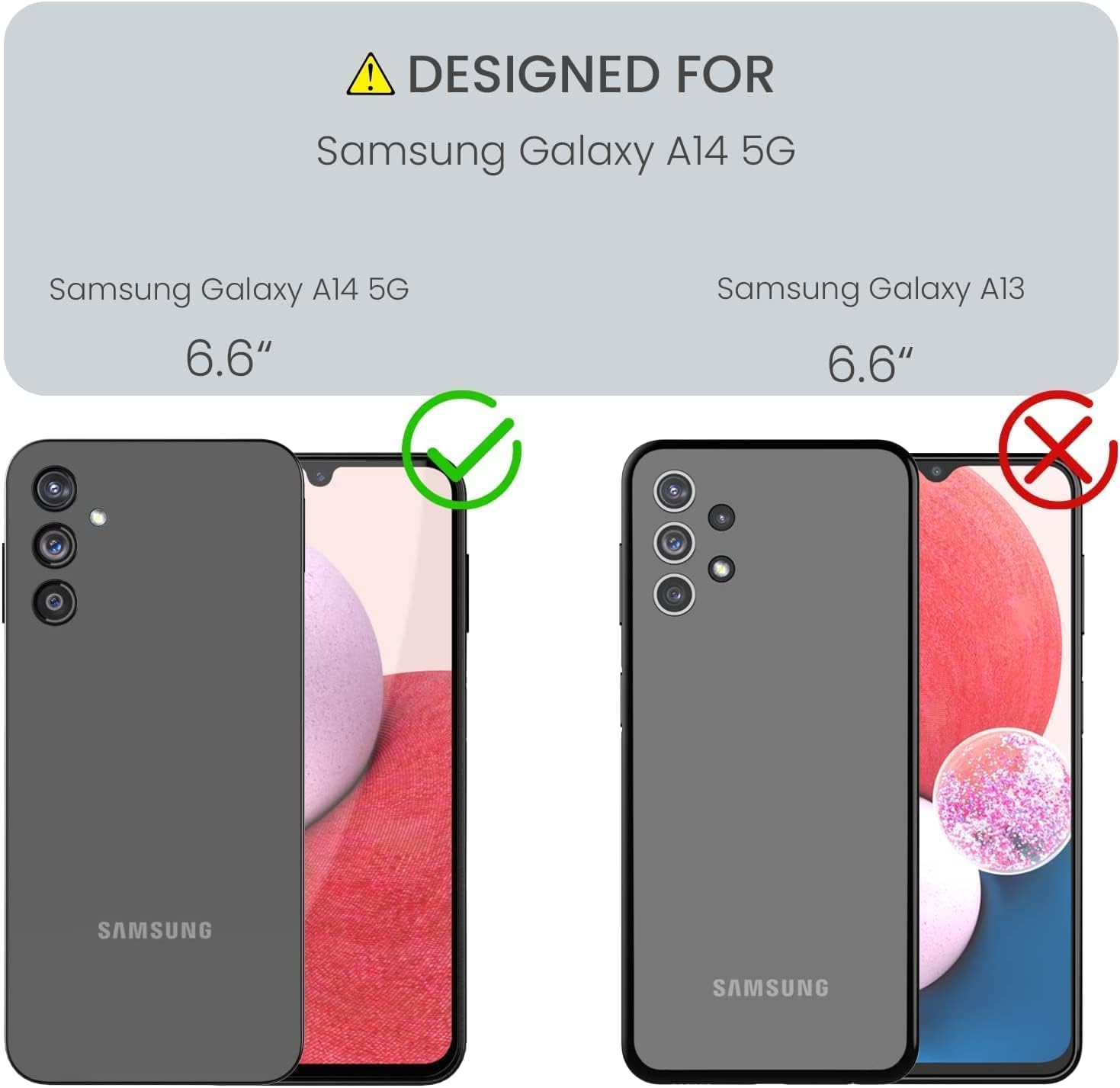 Funda para Samsung Galaxy A14 5G, 3 en 1, protección resistente a prueba de golpes con 2 protectores de pantalla de vidrio templado, (rojonegro)