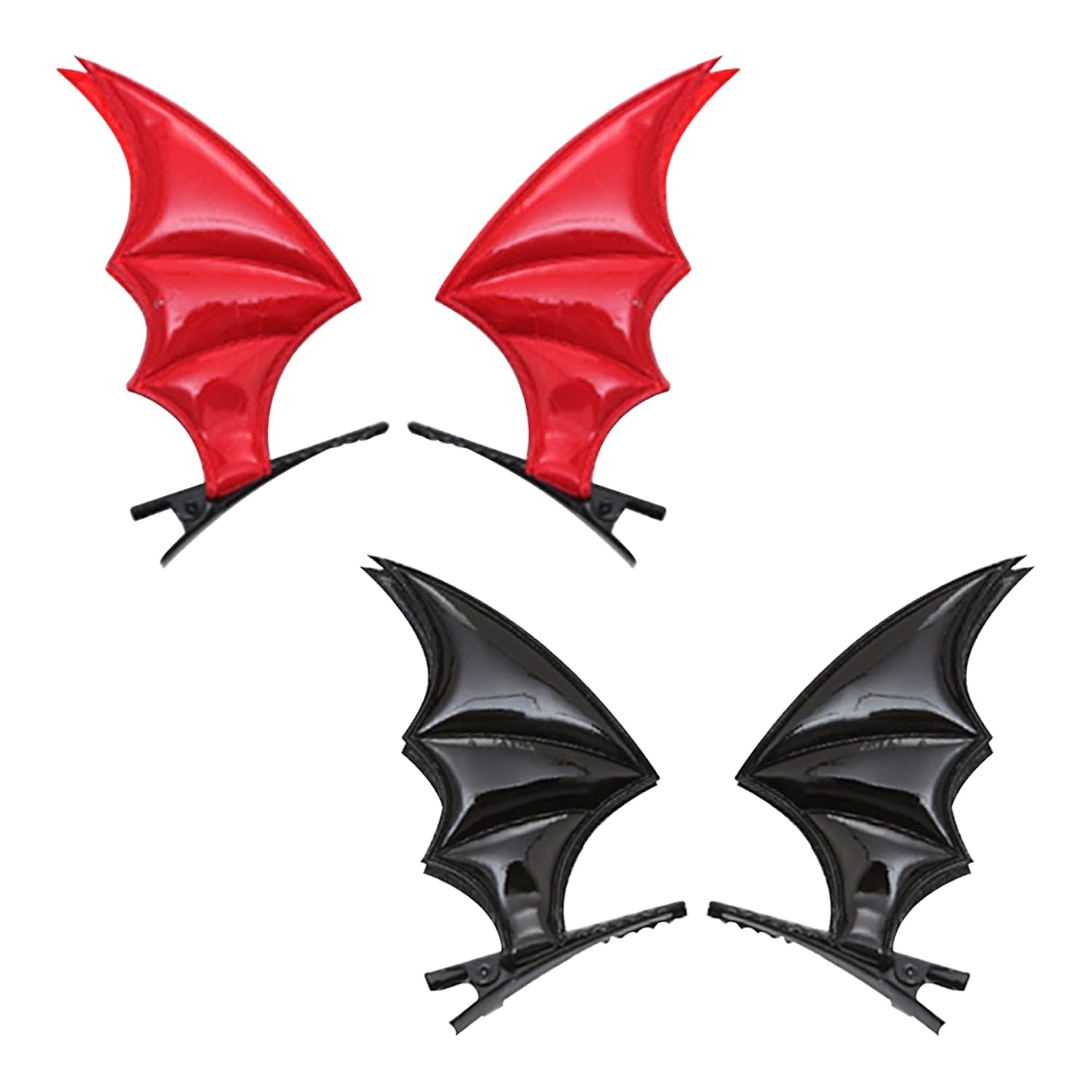 2 pares de pinzas para el pelo de murciélago de Halloween, horquillas de murciélago negro y rojo, lindos accesorios de Halloween para mujeres,