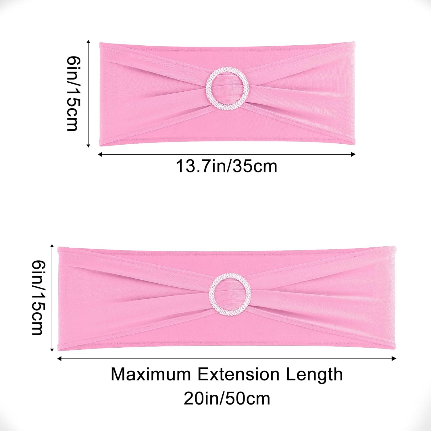 BOUBONI Paquete de 50 bandas elásticas de elastano para silla con hebillas para sillas plegables, bodas, fiestas, recepciones, baby shower, eventos,
