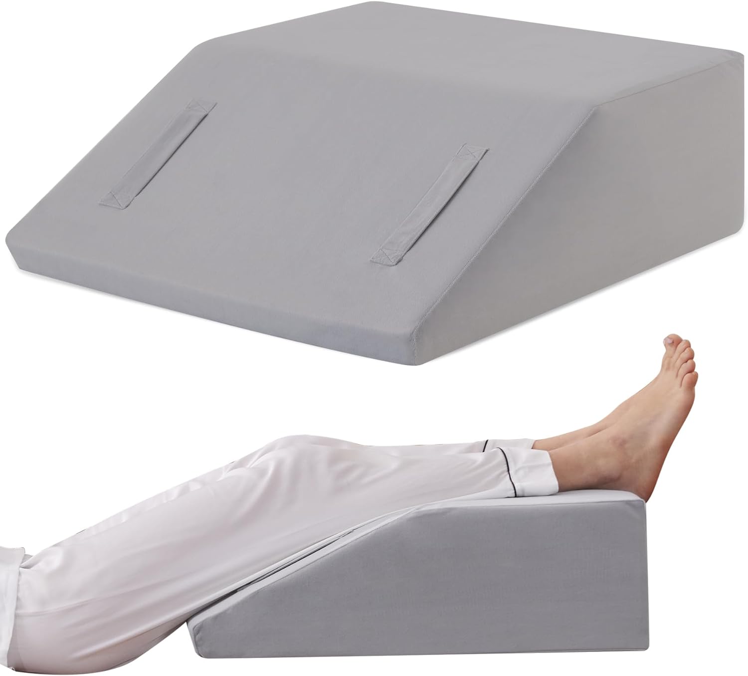 Ruqmuis Almohadas de elevación de piernas para dormir, almohada de cuña de espuma viscoelástica para piernas, almohada de cuña de rodilla para