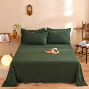 Mengersi Juego de ropa de cama, material de algodón de punto jersey, bolsillos profundos, individual XL, verde bosque Mengersi Juego de ropa de cama, material de algodón de punto jersey, bolsillos profundos, individual XL, verde bosque