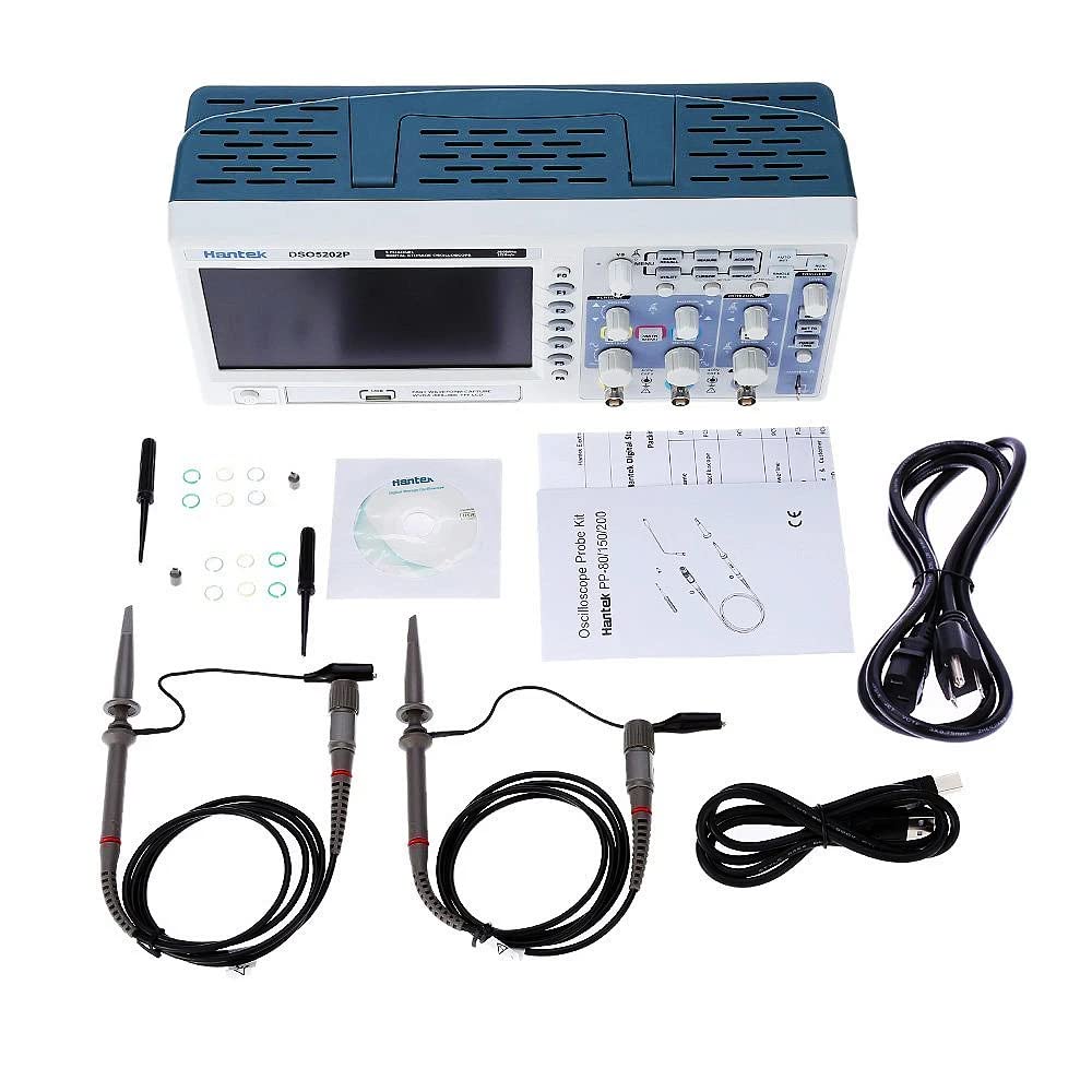 Hantek DSO5072P DSO5102P DSO5202P Osciloscopio de almacenamiento digital portátil USB PC Osciloscopio 2 canales 70MHz 100MHz 200MHz 1GSas 40K