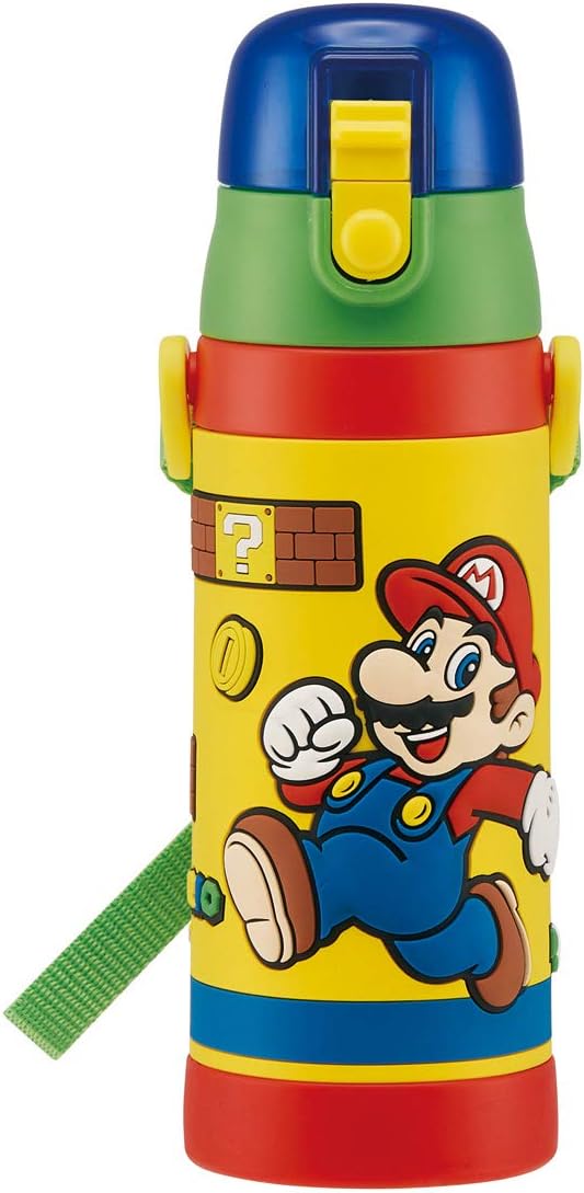 Skater SDPV5_489037 – Botella de agua para niños, bebida directa, 3D, Super Mario, diámetro 3.0 x altura 9.4 pulgadas (2.992 x 9.370in), 16.9 onzas