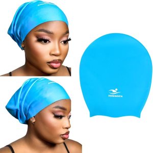 SERENDIPA Gorro de natación extra grande para trenzas y rastas, gorra de natación para mujeres negras adultas para trenzas y rastas largas SERENDIPA Gorro de natación extra grande para trenzas y rastas, gorra de natación para mujeres negras adultas para trenzas y rastas largas