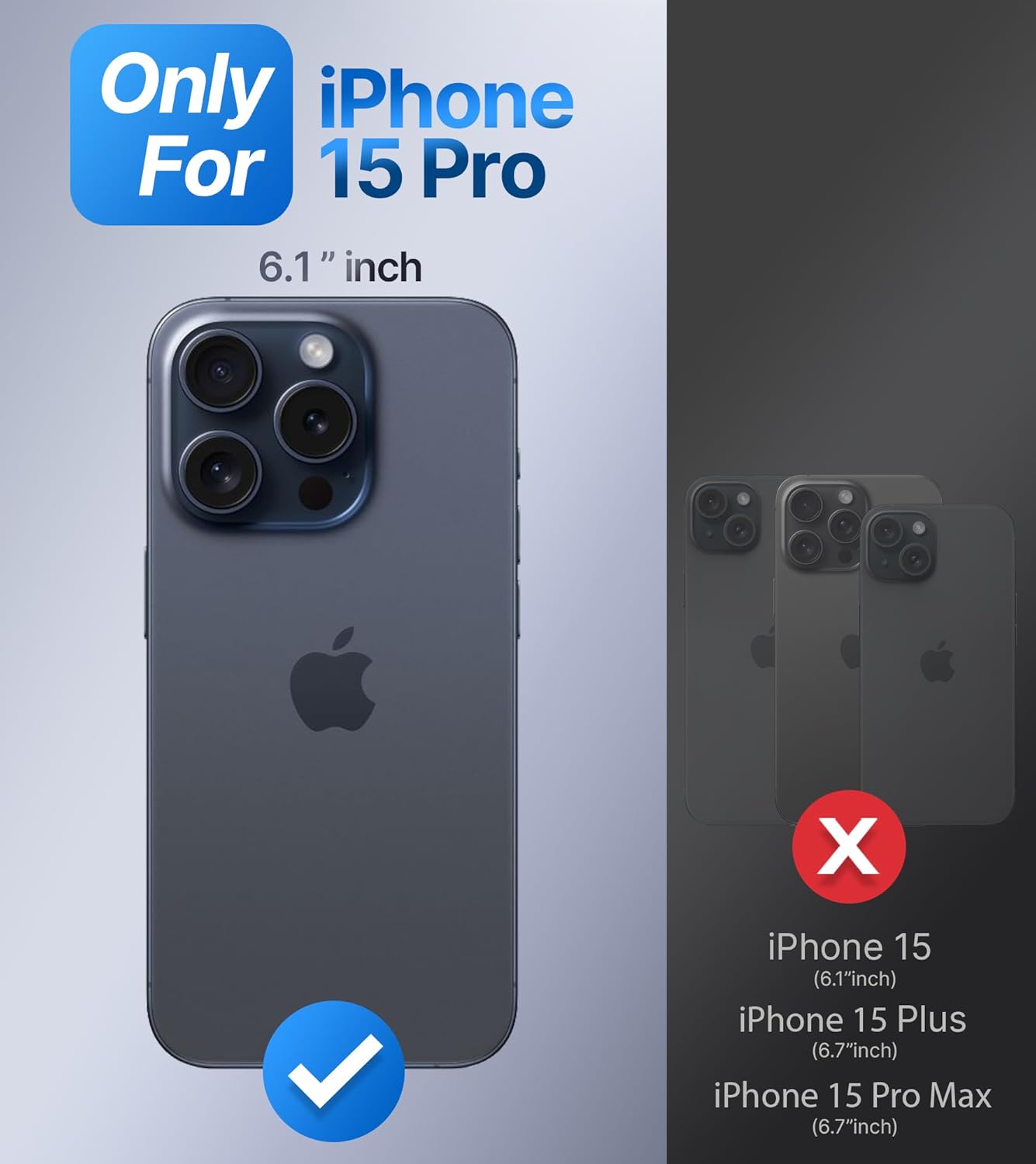 Shields Up Funda para iPhone 15 Pro con soporte, funda transparente con soporte de doble anillo ajustable y plegable a prueba de golpes para iPhone