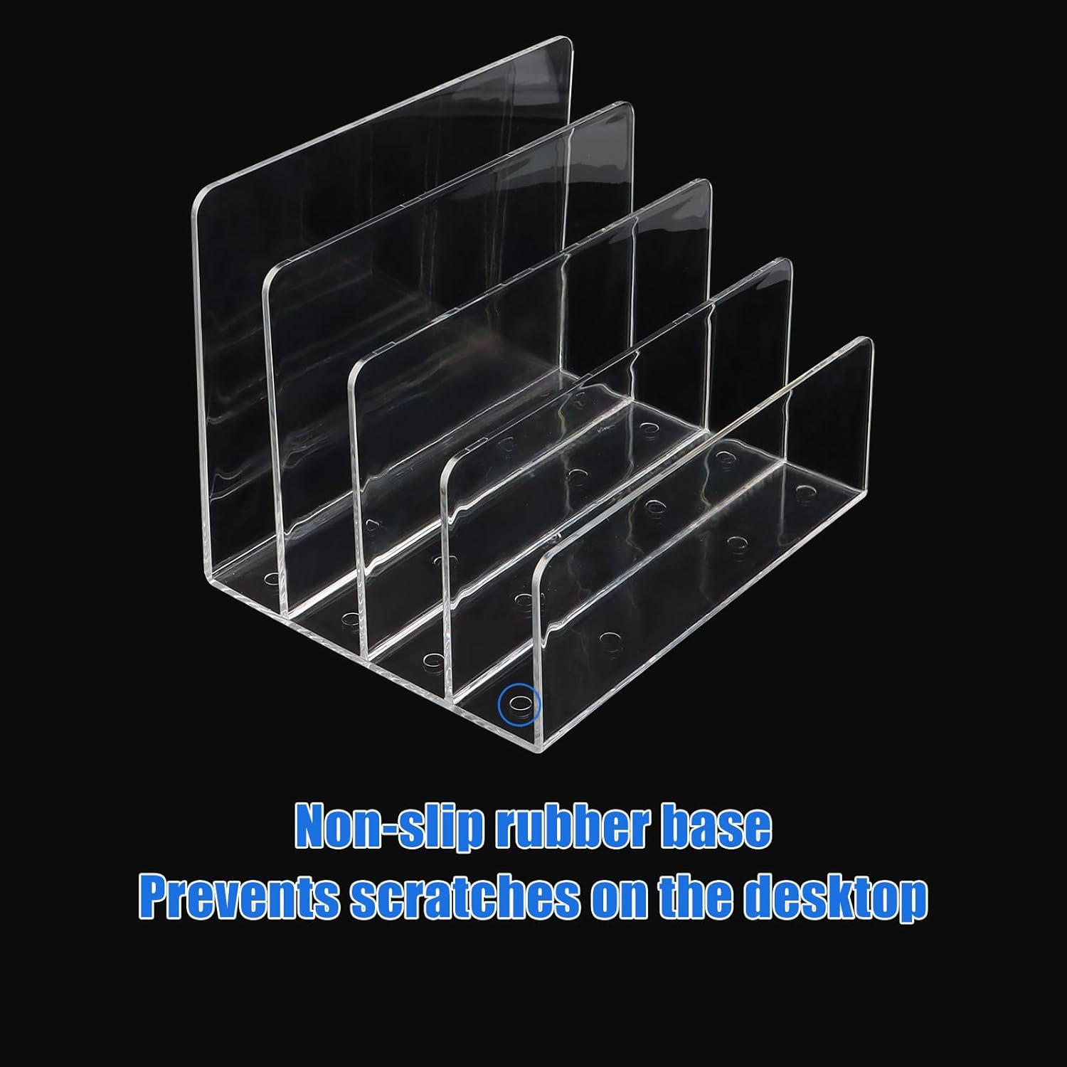 Soporte para archivos de acrílico de 4 secciones, organizador de archivos de acrílico transparente para escritorio, organizador de correo