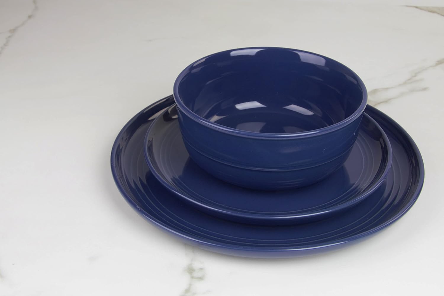 Double Line – Plato de ensalada de 8.25 pulgadas, juego de 6, azul cobalto