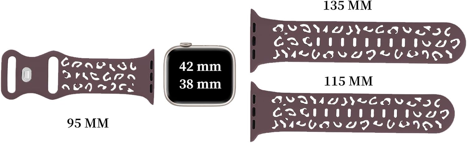 Correa de silicona de leopardo compatible con Apple Watch Band 1.496 in 1.575 in 1.614 in 1.654 in 1.732 in 1.772 in 1.929 in, pulseras deportivas
