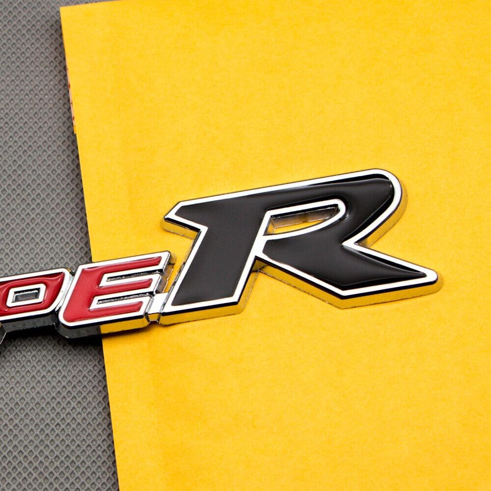 1 placa de rejilla frontal tipo R con revestimiento de metal para parrilla deportiva para automóvil, emblema cromado, adecuado para tipo R (rojo