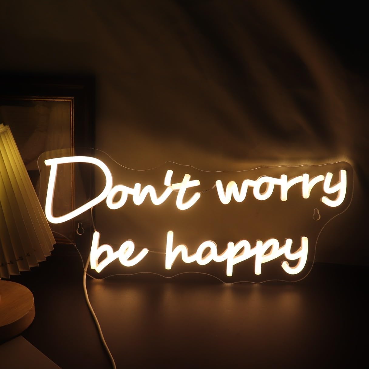 Letrero LED de neón con texto en inglés “Don’t Worry Be Happy”, luces de neón alimentadas por USB, para habitación, hogar, decoración de pared,