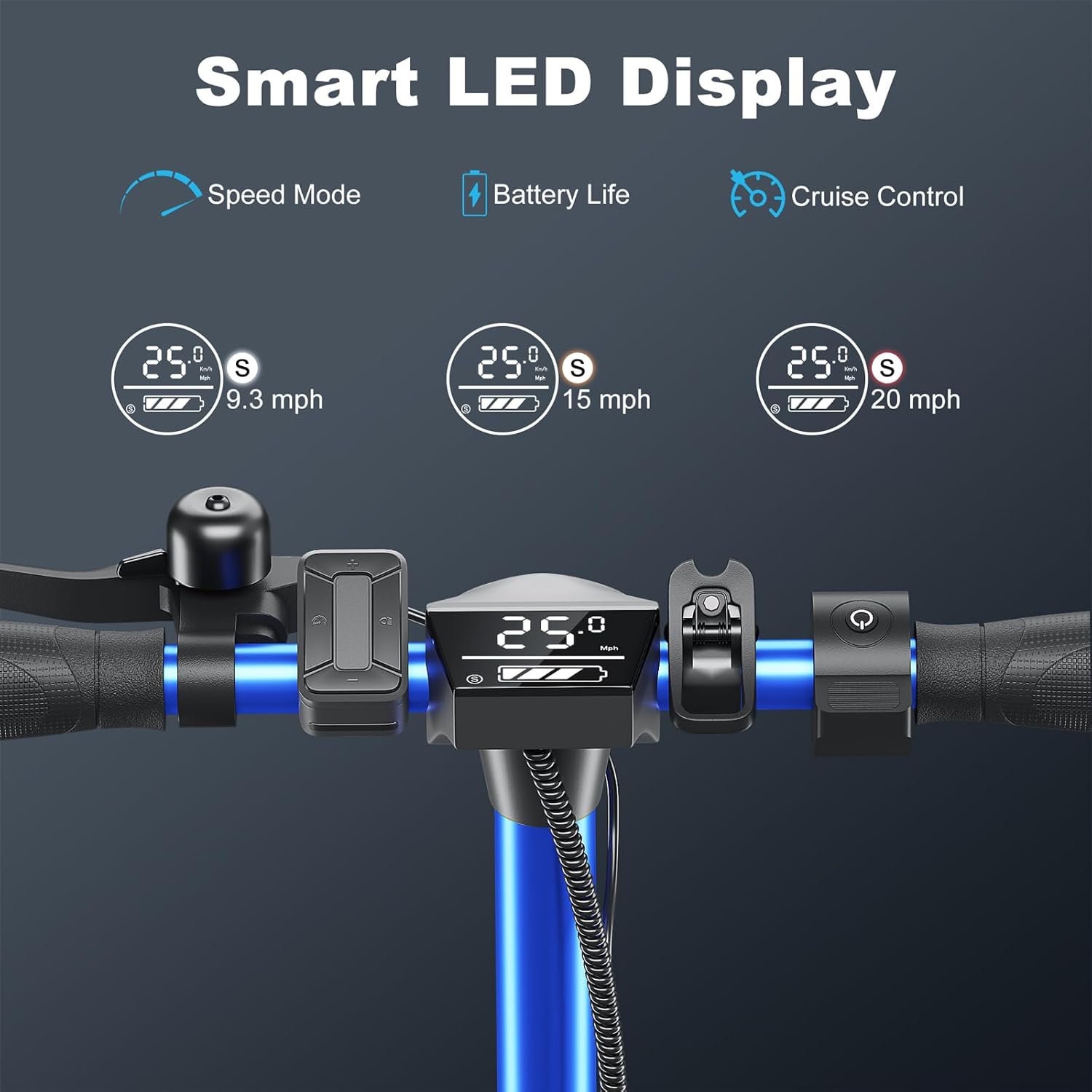 Caroma Electric Scooter, 500W Motor, 25 Miles Range & 20Mph, 10″ Solid Tires Electric Scooter Adults, Foldable Commuting E Scooter with Cruise