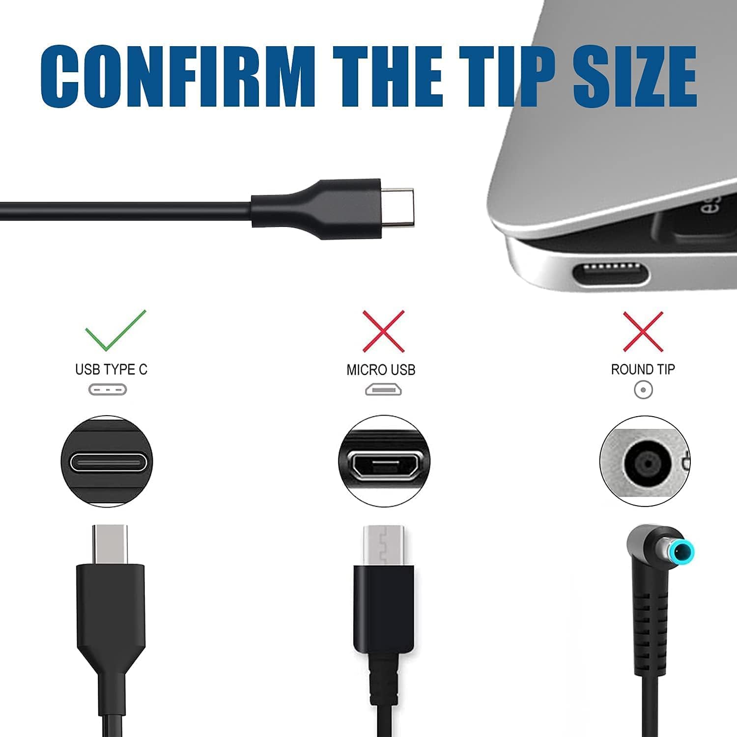 Cargador USB-C de 45 W para Acer Chromebook Spin 11 13 R13 15 314 315 CP311 CP315-3H CP713 CB5-312T-K5X4 CP311-1H CP311-2H CP311-1H-C1FS C5PN