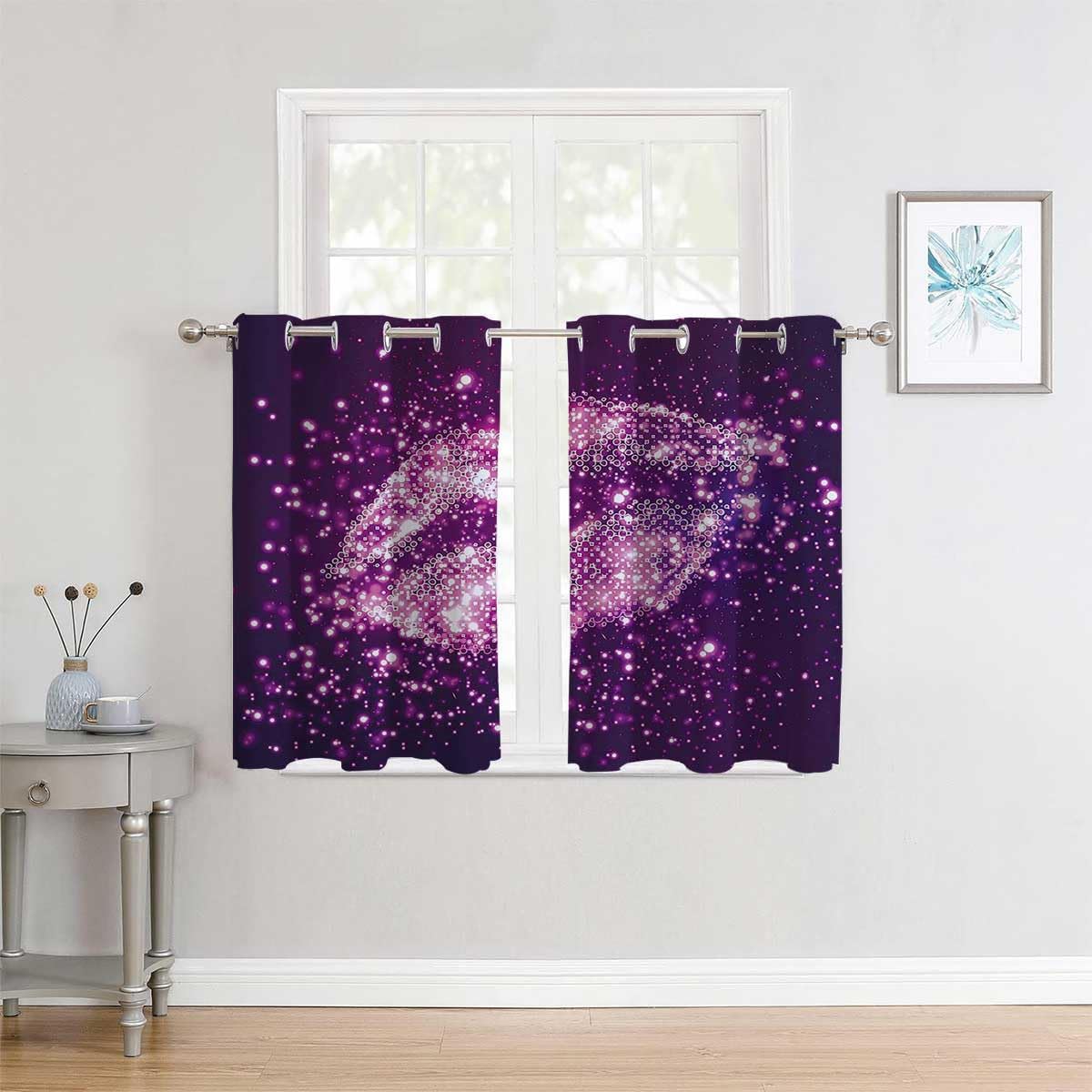 YANFENQI Cortina Blackout para Habitacion Purple Grommet Short Blackout Door Curtain Cortinas para Separar Cuartos 55Inch Width by 45Inch Length,2
