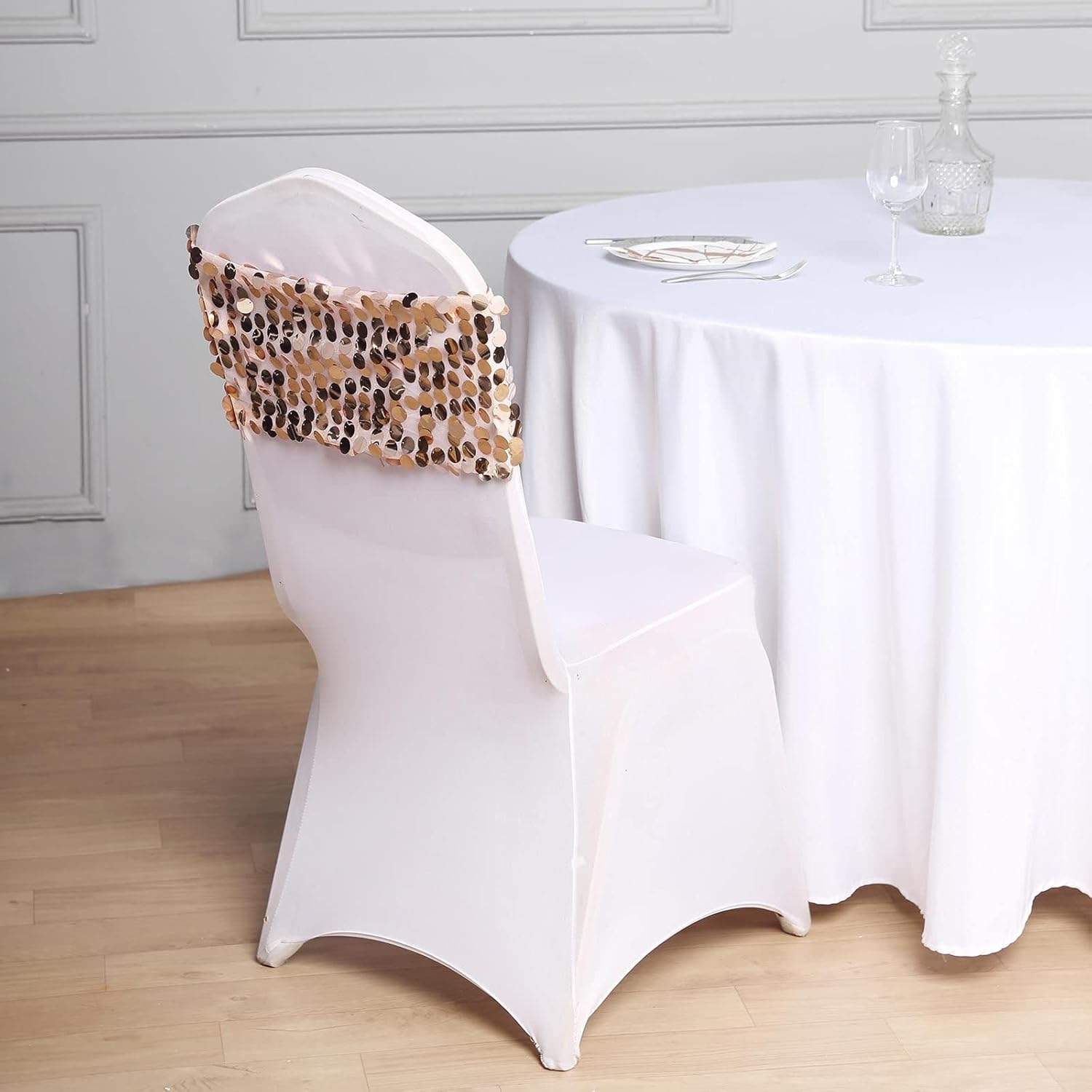Efavormart – 100 fundas para sillas de banquetes de elastano elástico blanco para banquetes y eventos, para bodas, fiestas, banquetes y catering