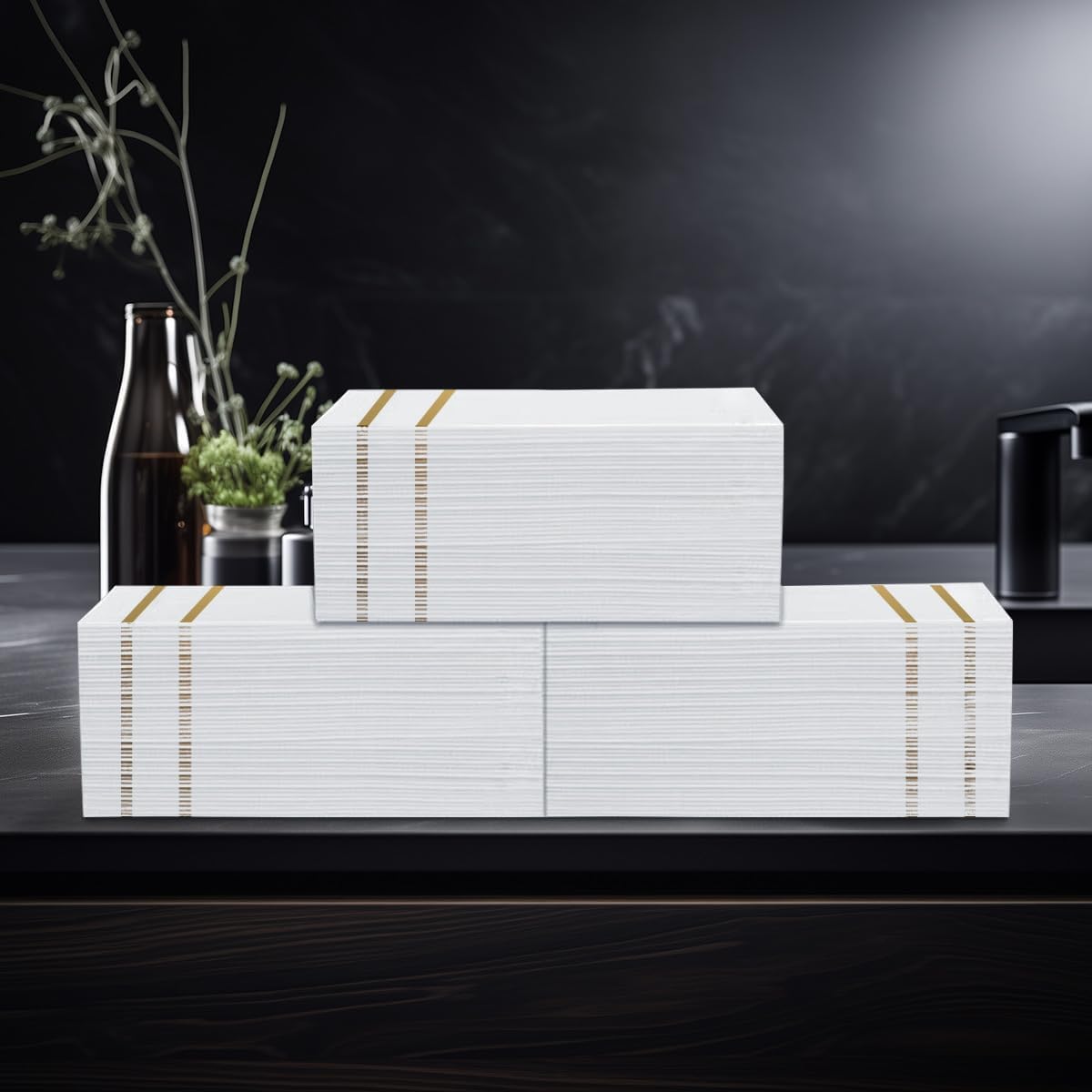 Capsella Servilletas desechables elegantes de alta calidad, suaves y absorbentes, de tacto de lino, servilletas decorativas duraderas para baño,