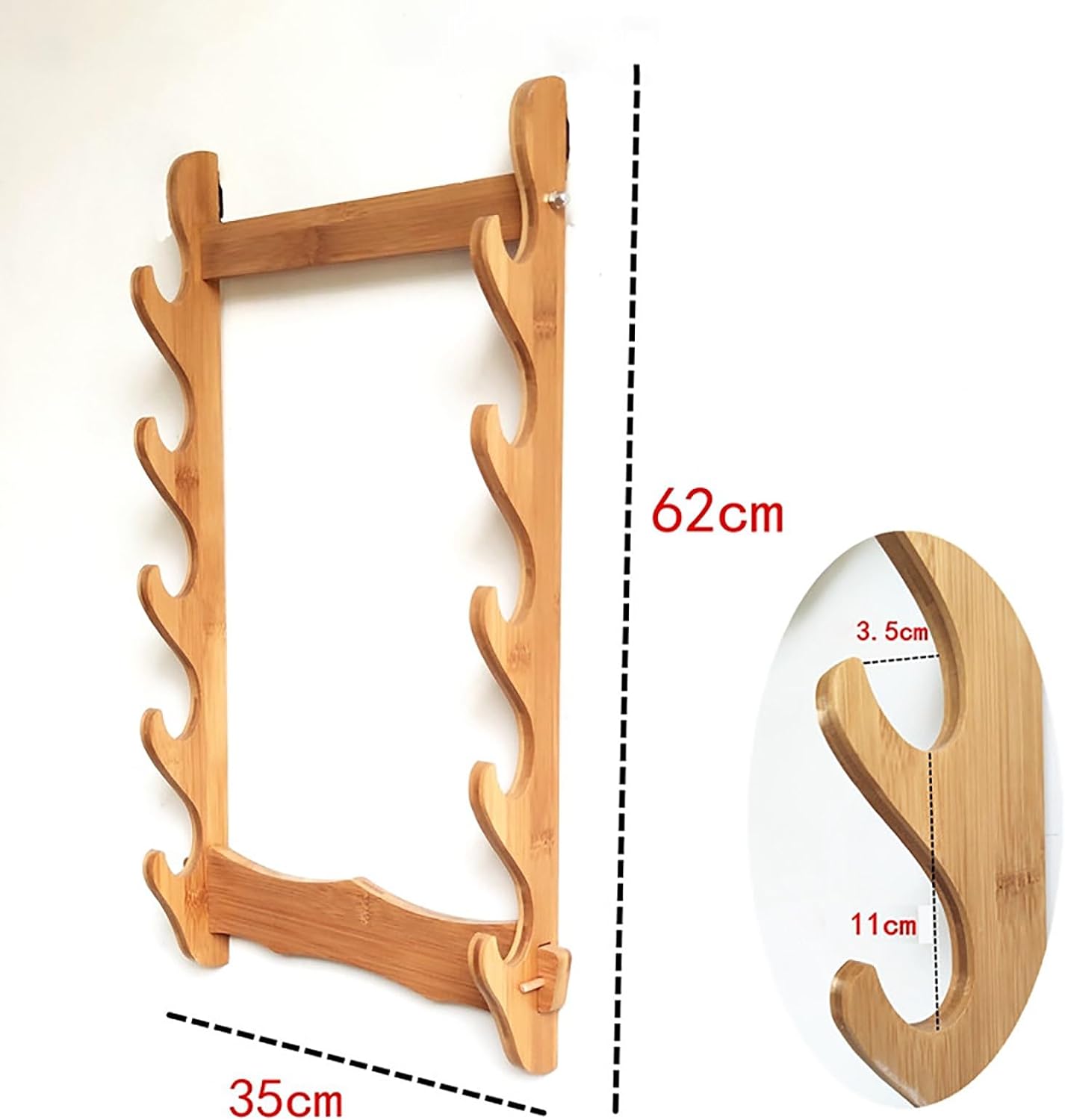 Wall Mount Sword Holder Display Hanger Rack,Sword Stand Bamboo Sword Holdes,Wall Weapon Rack Flute Rack,for Katana Wakizashi Tanto Support All