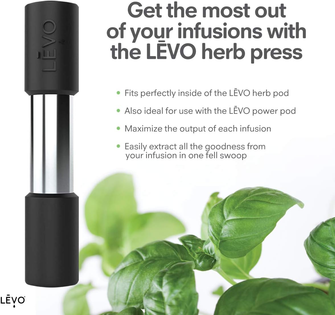 LVO Prensa de hierbas  Prensa de hierbas de acero inoxidable y silicona  Accesorio para LVO I & LVO II  Extrae cada gota de tus infusiones de