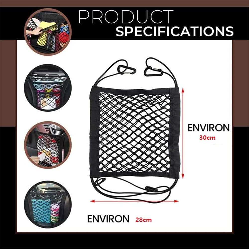 Bolsa de red, organizador de malla de 3 capas para automóvil, bolsa de malla elástica universal imprescindible para el automóvil, bolsillo de red