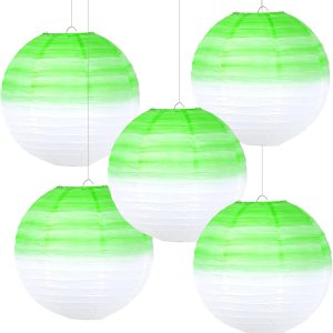 KAXIXI Faroles de papel colgantes de 10 pulgadas, linternas chinas japonesas con degradado verde, suministros de fiesta para bodas, graduaciones, KAXIXI Faroles de papel colgantes de 10 pulgadas, linternas chinas japonesas con degradado verde, suministros de fiesta para bodas, graduaciones,
