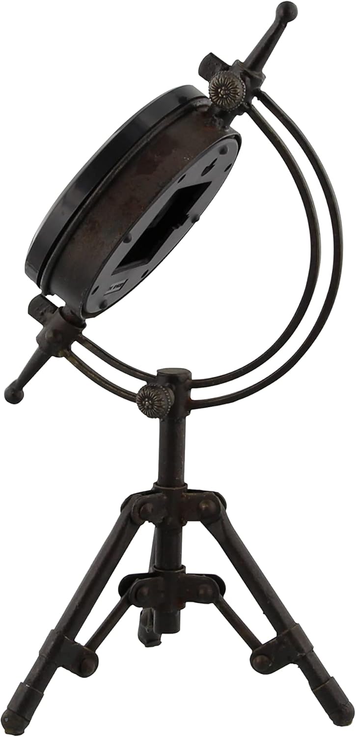Deco 79 Reloj de trípode de metal, 7″ x 7″ x 14″, negro