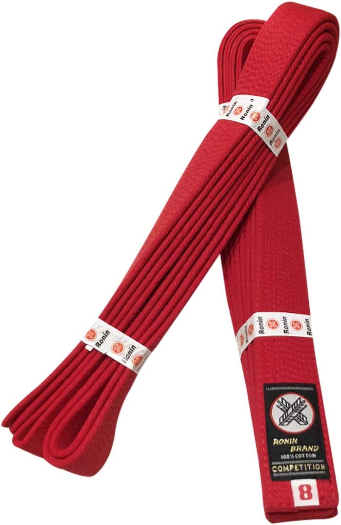 Ronin Deluxe – Cinturón de algodón rojo  Cinturón maestro para karate, Tae Kwon Do, Judo, Jiu-Jitsu artes marciales