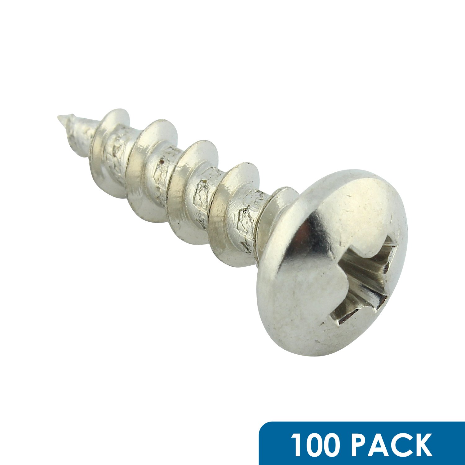 #10 x 34″ Rosca gruesa Phillips Tornillos de cabeza cacerola niquelados, paquete de 100 unidades ROKS10X34PPCNP