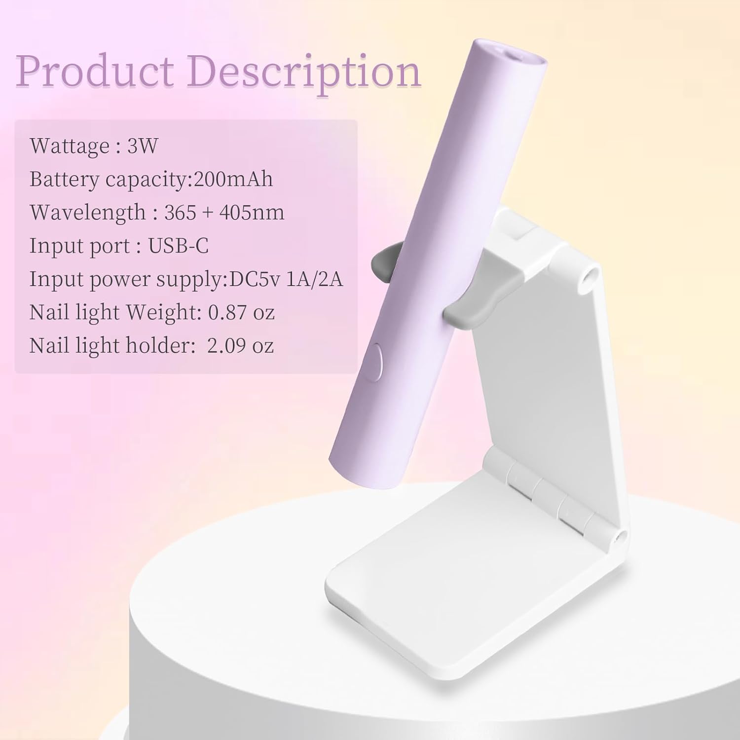 Luz UV para uñas de gel, lámpara UV de mano para uñas de gel, lámpara LED de uñas mini portátil inalámbrica recargable, lámpara de curación flash