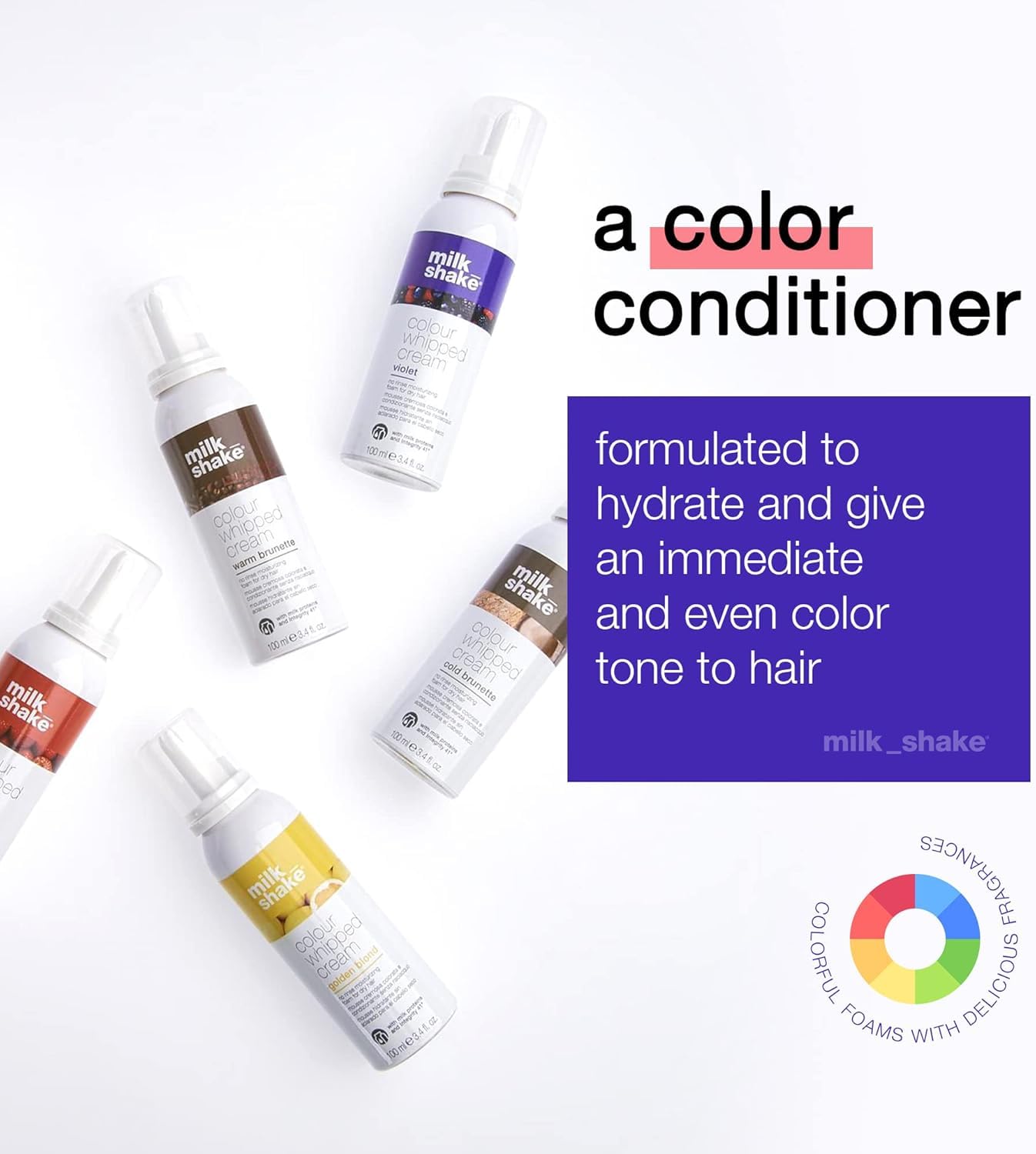 milk_shake Acondicionador de color crema batida sin enjuague – Proporciona un tono de color temporal para el cabello