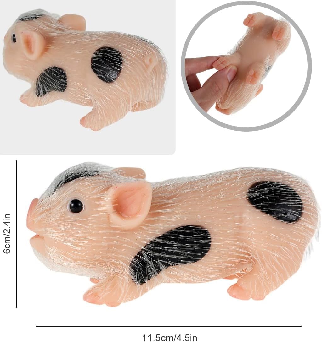 Qsincth Mini cerdito de silicona de 5 pulgadas, lindos juguetes de cerdo de lunares negros, lindos animales realistas, mini muñeca de cerdo de bebé,