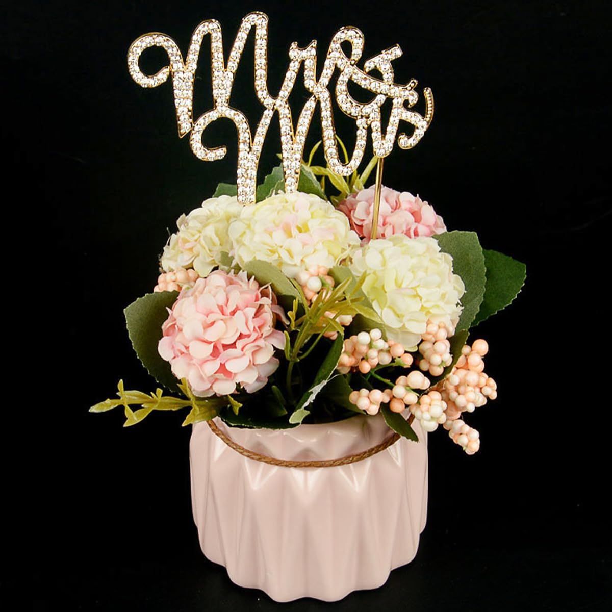 Mr and Mrs – Decoración para tartas de novia y novio, para boda y compromiso, decoración de acrílico con purpurina dorada