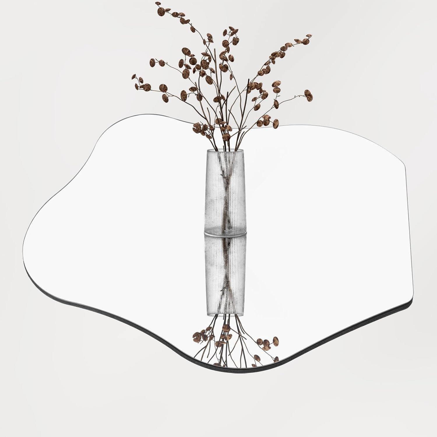 QDSSDECO Espejo asimétrico montado en la pared, espejo ondulado, forma irregular para sala de estar, dormitorio, entrada, 23 x 28 pulgadas