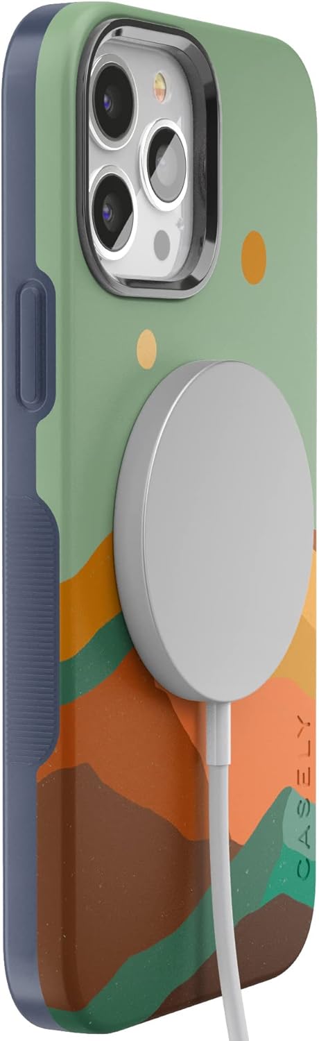 Casely Funda para iPhone 13 Pro  Compatible con MagSafe  Endless Peaks  Funda de montaña con bloques de color