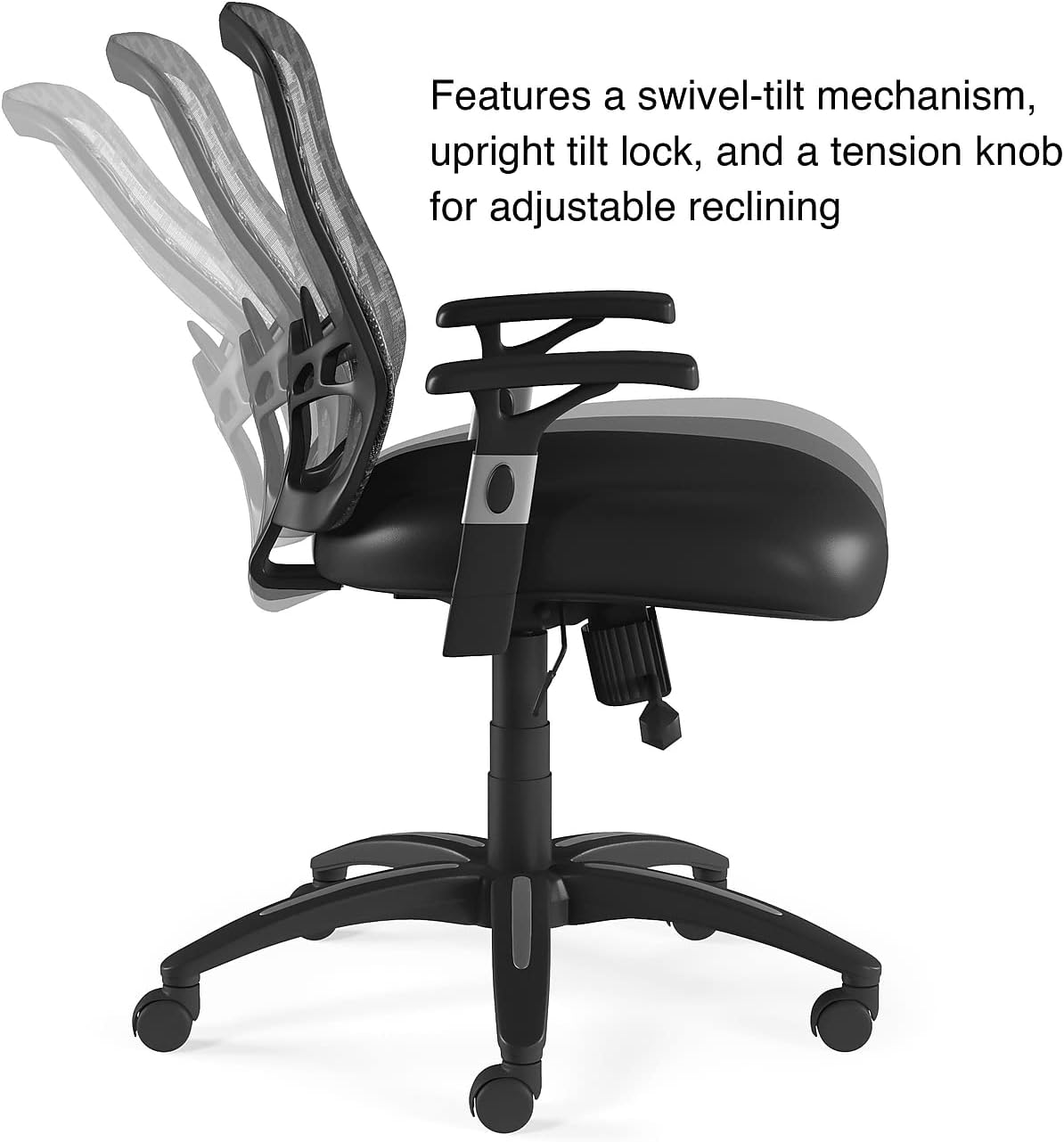 STAPLES Corvair Luxura – Silla de escritorio y computadora de piel sintética con respaldo de malla, color negro, paquete de 2 (59455-CVS)