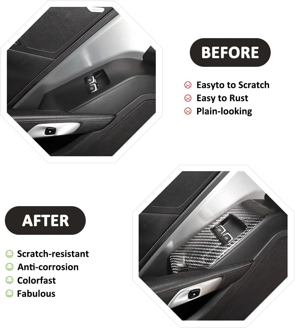 Decoración de panel de interruptor de fibra de carbono para Chevrolet Corvette C7 2014-2019 Cubierta del panel de control de ventana de puerta de